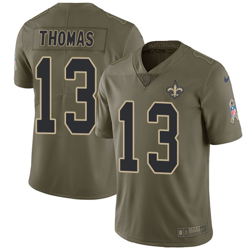 Nike Saints #13 Michael Thomas Olive Men's Stitched NFL Limited Salute To Service Jersey - Click Image to Close